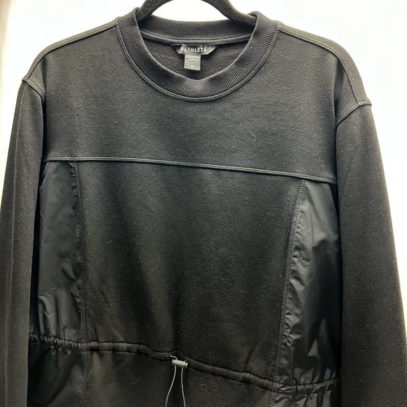 Athleta Pullover Jacket Drawstring Waist Black Windbreaker Panels Women's Med - Picture 1 of 10